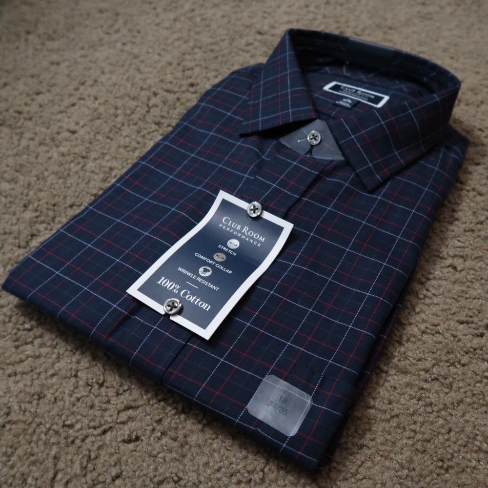 Club Room Navy/red block dress shirt XXL
